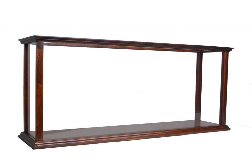 Homeroots 10" Dark Brown And Clear Glass Standard Display Stand  Manufactured Wood 364373