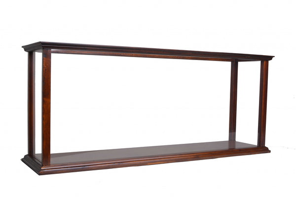 Homeroots 10" Dark Brown And Clear Glass Standard Display Stand  Manufactured Wood 364373