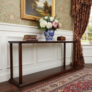 HomeRoots 10" Dark Brown & Clear Glass Display Stand - Elegant Storage Solution for Home Décor & Collectibles 364373