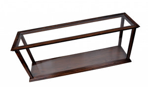 Homeroots 10" Dark Brown And Clear Glass Standard Display Stand  Manufactured Wood 364373