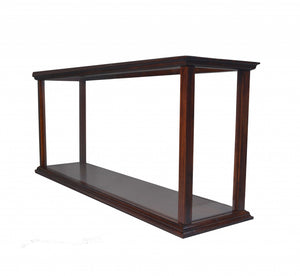 Homeroots 10" Dark Brown And Clear Glass Standard Display Stand  Manufactured Wood 364373