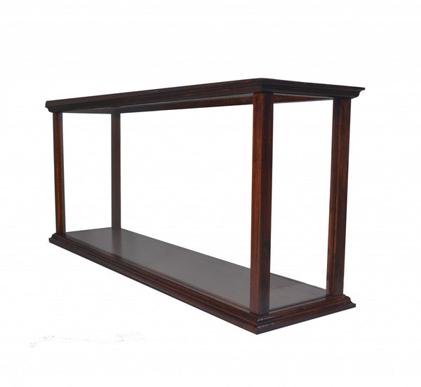 Homeroots 10" Dark Brown And Clear Glass Standard Display Stand  Manufactured Wood 364373