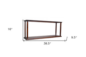 Homeroots 10" Dark Brown And Clear Glass Standard Display Stand  Manufactured Wood 364373