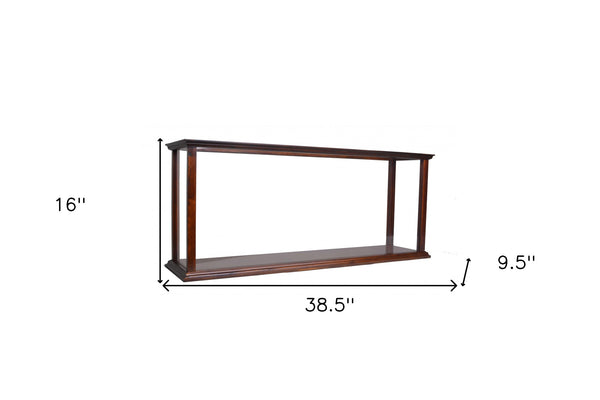 Homeroots 10" Dark Brown And Clear Glass Standard Display Stand  Manufactured Wood 364373