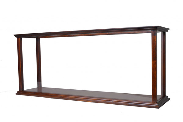 Homeroots 10" Dark Brown And Clear Glass Standard Display Stand  Manufactured Wood 364373