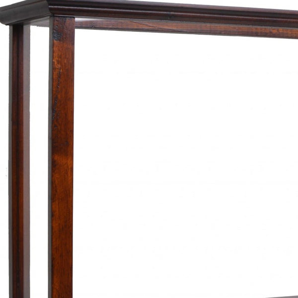 Homeroots 10" Dark Brown And Clear Glass Standard Display Stand  Manufactured Wood 364373