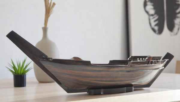 HomeRoots 6" Dark Brown Serving Tray – Solid Wood with Sturdy Handles for Easy Carrying & Versatile Use 364375