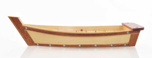 Homeroots 17" Natural And Brown Wood Sushi Boat Serving Tray   364376