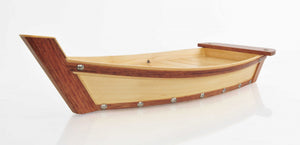 Homeroots 17" Natural And Brown Wood Sushi Boat Serving Tray   364376