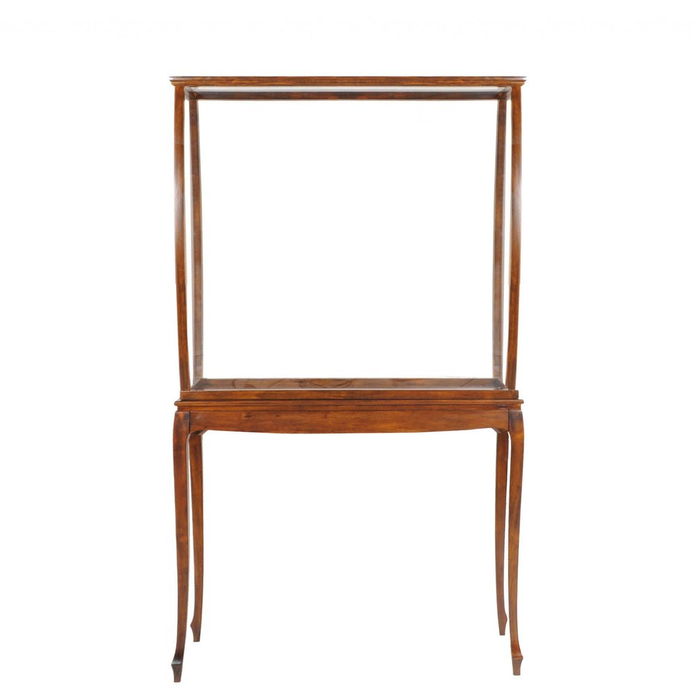 Homeroots 15" Brown And Clear Glass Standard Display Stand  Manufactured Wood 364377