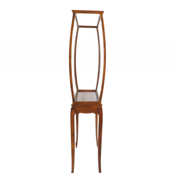 Homeroots 15" Brown And Clear Glass Standard Display Stand  Manufactured Wood 364377