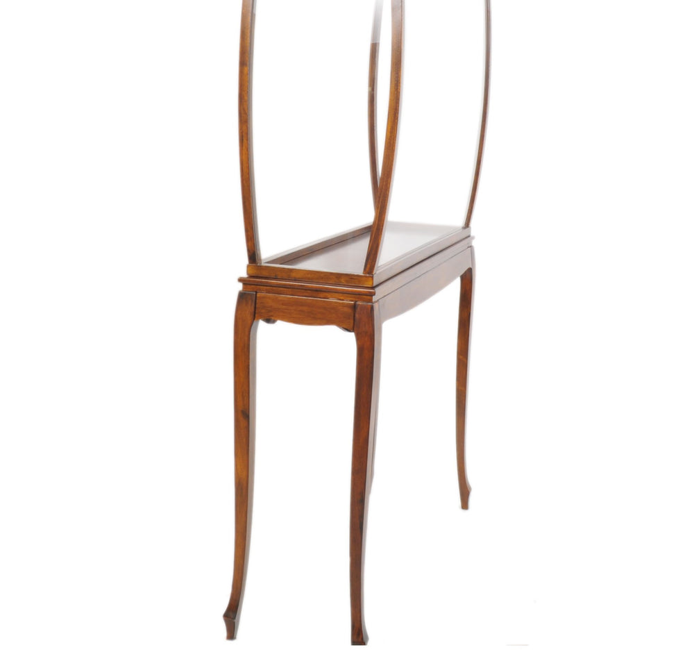 Homeroots 15" Brown And Clear Glass Standard Display Stand  Manufactured Wood 364377