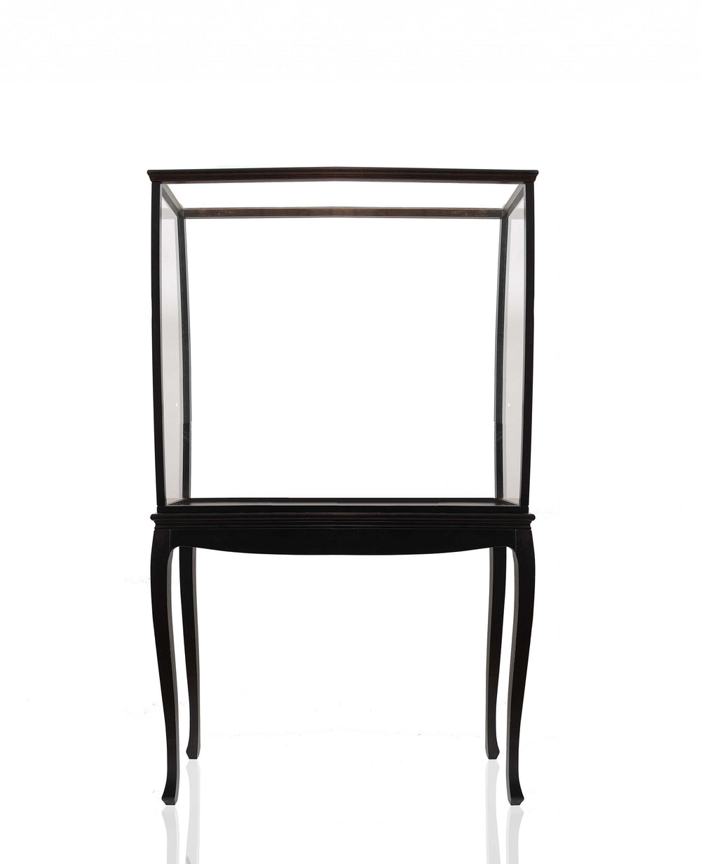 Homeroots 14" Black And Clear Glass Standard Display Stand  Manufactured Wood 364379