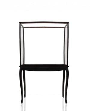 Homeroots 14" Black And Clear Glass Standard Display Stand  Manufactured Wood 364379