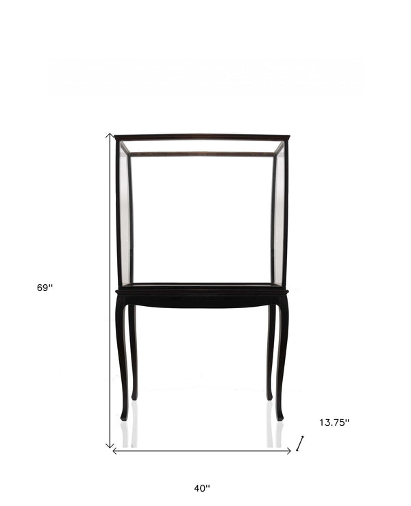 Homeroots 14" Black And Clear Glass Standard Display Stand  Manufactured Wood 364379