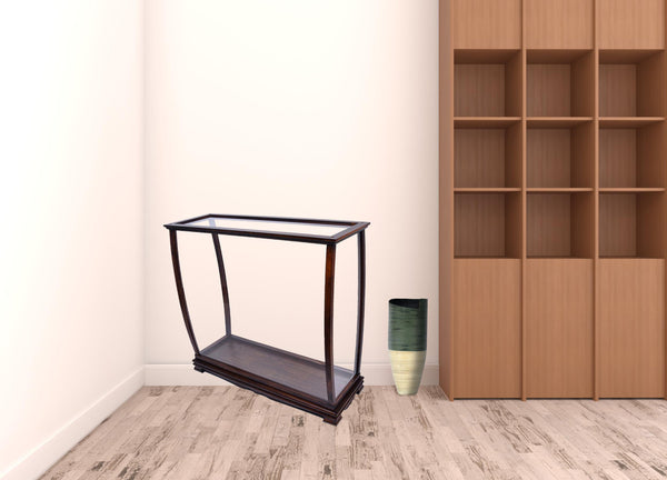 Homeroots 14" Silver And Clear Glass Standard Display Stand  Manufactured Wood 364380