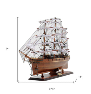 Homeroots 12" X 34" X 27.5" Cutty Sark  Solid Wood 364382