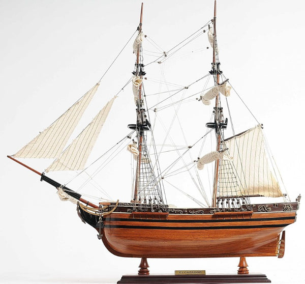 24 Inch Handcrafted Solid Wood Sailing Vessel Replica Coastal Home Decor Accent