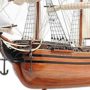 Homeroots 24" Brown Manufactured Wood Boat Hand Painted Sculpture  Solid Wood 364383