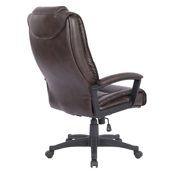 OSP Home Furnishings High Back Bonded Leather Office Chair with Lumbar Support and Ergonomic Padded Seat Espresso EC5162-EC1