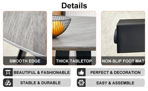 English Elm Table Modern Minimalist 5-Piece Dining Set - 42" Round Gray Mdf Table & 4 Brown Fabric Chairs W1151S03022-GIGA