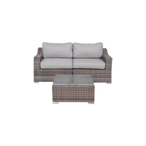 English Elm Fully Assembled 2-Person Wicker Seating Set With Plush Cushions For Stylish Outdoor Relaxation B120S00032