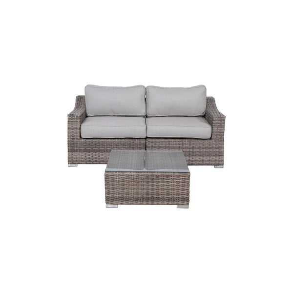 English Elm Fully Assembled 2-Person Wicker Seating Set With Plush Cushions For Stylish Outdoor Relaxation B120S00032