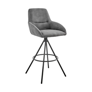 English Elm Mornix Charcoal 30" Bar Height Bar Stool with Durable Spill-Resistant Fabric & Sleek Black Frame B2736P268559
