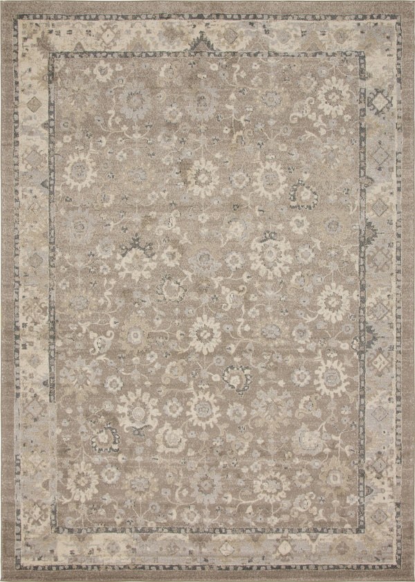 Unique Loom Penrose Krystle Machine Made Floral Rug Beige Brown, Gray/Ivory 9' 10" x 13' 11"
