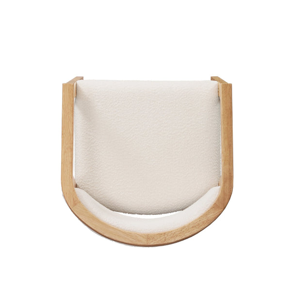 English Elm Christopher Knight Home® - U-shaped Mid-Century Dining Chair with Armrests, Bouclé Upholstery, High-Density Foam Comfort Beige,Oak N771P331338A