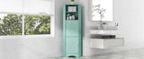 English Elm Tall Bathroom Corner Cabinet, Freestanding Storage Cabinet With Doors and Adjustable Shelves, Mdf Board, Green