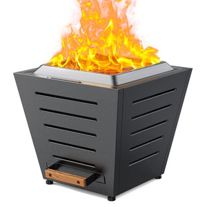 English Elm 20 20 Inch Smokeless Fire Pit Stainless Steel Portable Wood Burning Fire Bowl with Pull-Out Ash Tray Handles Black W944P272825