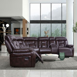 English Elm Sectional Sofa With Manual Reclining Brown