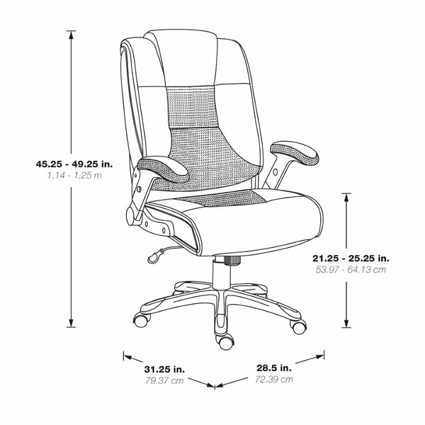 OSP Home Furnishings Exec Bonded Leather Office Chair with Lumbar Support and Ergonomic Padded Seating Espresso ECH52601-EC1