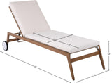 Maui Cream Water Resistant Fabric Outdoor Patio Lounger 364Cream Meridian Furniture