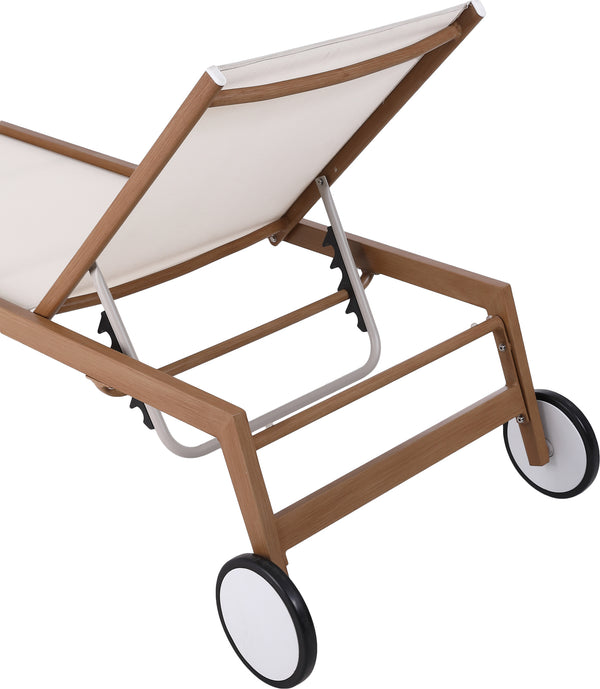 Maui Cream Water Resistant Fabric Outdoor Patio Lounger 364Cream Meridian Furniture