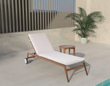 Maui Cream Water Resistant Fabric Outdoor Patio Lounger 364Cream Meridian Furniture