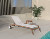 Maui Cream Water Resistant Fabric Outdoor Patio Lounger 364Cream Meridian Furniture