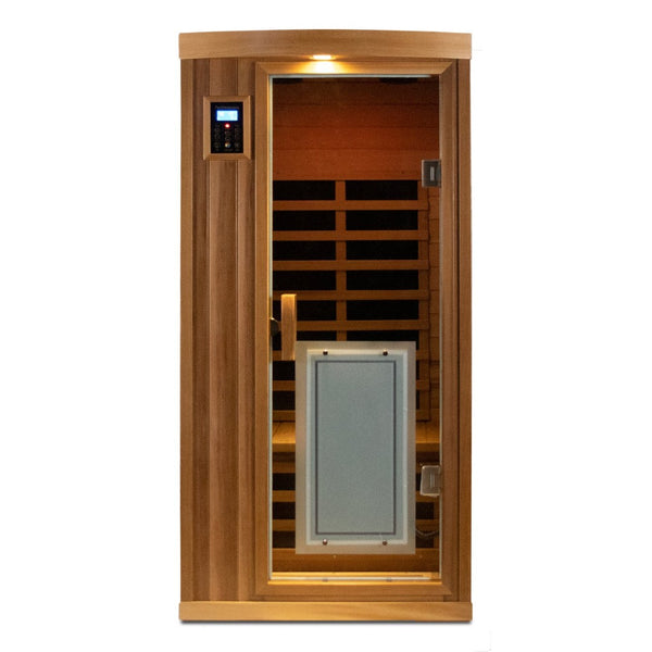 English Elm Low Emf Far Infrared Cedar Sauna with Bluetooth Audio and Eight Heating Panels W632S00023