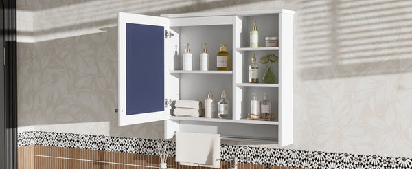 English Elm 30 Inch Wall Mount Mirror Cabinet Mdf Storage with Soft Close Hinges Bathroom Vanity White N710P186086K