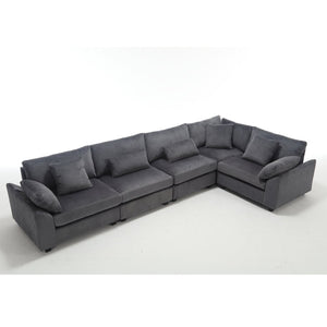 English Elm Oversized Modular Sectional Sofa Set - Corduroy Deep Seat Comfort For 5 W2325S00018-GIGA