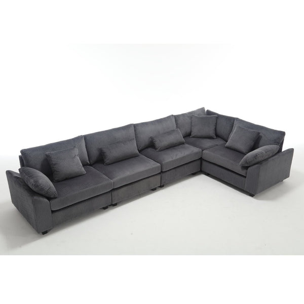 English Elm Oversized Modular Sectional Sofa Set - Corduroy Deep Seat Comfort For 5 W2325S00018-GIGA