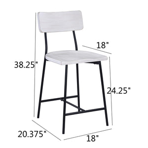English Elm Badin Wood and Metal Modern Counter Stool with Saddle Seat, White Washed Wood, Black Frame, Durable Comfort - Adjustable Glides (Seat 24.25") B050P364430