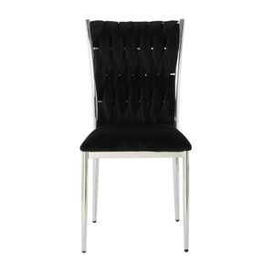 English Elm Modern Velvet Upholstered Dining Chairs Set of 2 with Electroplated Legs for Kitchen Black W210P301596