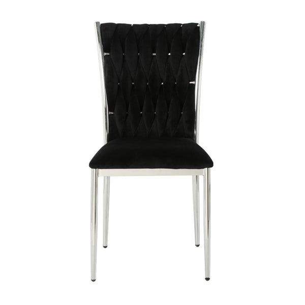 English Elm Modern Velvet Upholstered Dining Chairs Set of 2 with Electroplated Legs for Kitchen Black W210P301599