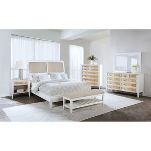 English Elm Talia Rattan Front Nightstand with Open Shelf White Coastal Bedroom Storage B062P440321
