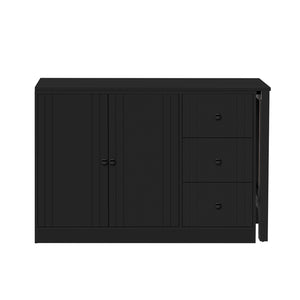English Elm U_style Extendable Wooden Sideboard with 3 Drawers and 2 Doors for Entryway Living Room N711P334768B