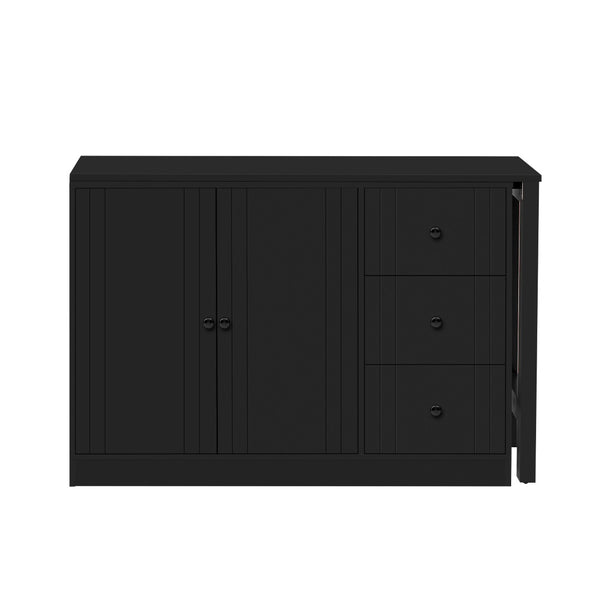 English Elm U_style Extendable Wooden Sideboard with 3 Drawers and 2 Doors for Entryway Living Room N711P334768B