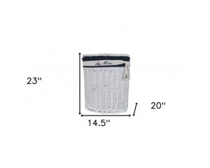 Homeroots 14.5" X 20" X 23" Whiteblueovalwillow Basket Set Of 5  Rattan 365075