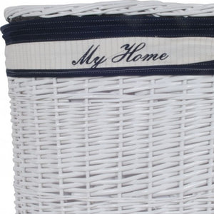 Homeroots 14.5" X 20" X 23" Whiteblueovalwillow Basket Set Of 5  Rattan 365075